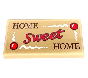 LEGO Tan Tile 2 x 4 with HOME Sweet HOME Sticker (87079)