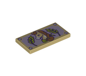 LEGO Tan Tile 2 x 4 with Horse and Leaves (49313 / 87079)