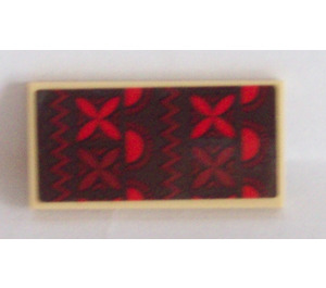 LEGO Tan Tile 2 x 4 with Red and Brown Pattern Sticker (87079)