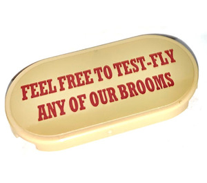 LEGO Zandbruin Tegel 2 x 4 met Afgerond Ends met 'FEEL FREE TO TEST-FLY ANY OF OUR BROOMS'  Sticker (66857)