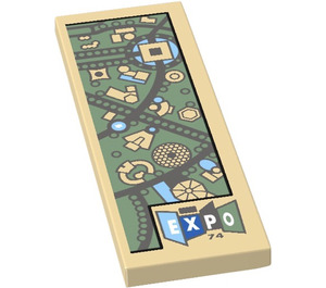 LEGO Tan Tile 2 x 6 with Map and ‘EXPO 74’ Sticker (69729)
