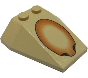 LEGO Tan Wedge 4 x 4 Triple with Brown Oval without Stud Notches (6069)