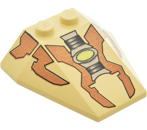 LEGO Tan Wedge 4 x 4 Triple with Lime Light without Stud Notches (6069)