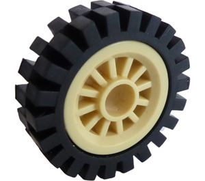 LEGO Beige Rad Centre Spoked Klein mit Narrow Reifen 24 x 7 mit Ridges Inside