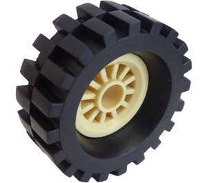 LEGO Tan Wheel Centre Spoked Small with Tire 30 x 10.5 with Ridges Inside