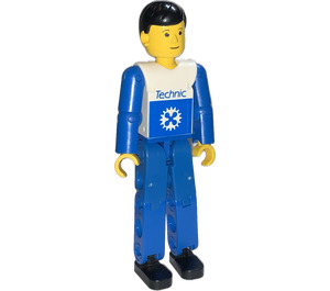 LEGO Technic Action Figure Complete Assembly mit Technic Text, Ausrüstung Logo, Blau Beine und Arme, Schwarz Haar Muster Technische Abbildung