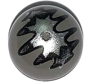 LEGO Technic Ball with Black and Silver TT-8L/Y7 Gatekeeper Droid Pattern (32474 / 44872)