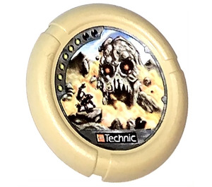 LEGO Technic Bionicle Weapon Throwing Disc with Granite / Rock, 6 pips, facing rock creature (32171)