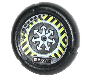 LEGO Technic Bionicle Våben Throwing disk med hvid Arrows og Gul og Sort Danger Striber Mønster (32171)