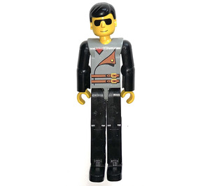 LEGO Technic Figure Black Legs, Light Gray Top with 2 Brown Belts, Black Arms Technic Figure