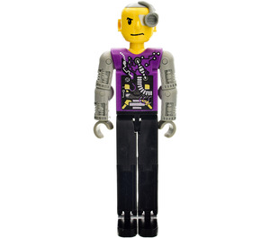 LEGO Technic Figure Cyborg, Purple Torse avec cyborg Modèle, Mécanique Light grise Bras, Noir Jambes, Jaune Diriger, Cyborg Eyepiece Figure technique