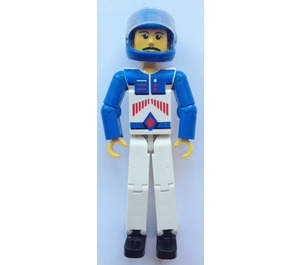 LEGO Technic Figure avec blanc Jambes, rouge et blanc Torse, Bleu Bras, et Bleu Casque Figure technique
