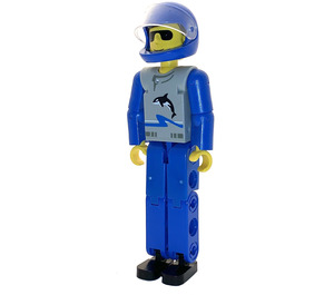 LEGO Technic Guy mit Orca auf Torso mit Blau Helm Technische Abbildung