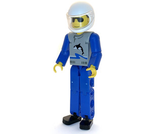 LEGO Technic Guy mit Orca auf Torso mit Weiß Helm Technische Abbildung