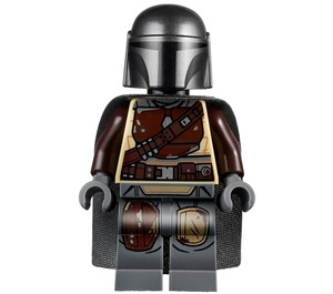 LEGO The Mandalorian med Kap og Almindeligt Hoved med Brun Rustning Minifigur