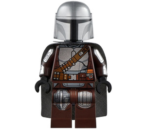 LEGO The Mandalorian met Cape en Vlak Hoofd met Zilver Pantser Minifiguur