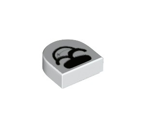LEGO Tile 1 x 1 Half Oval with Black Nose and Open Mouth Smile with Silver Sparkle (24246)