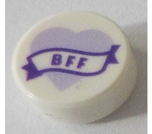 LEGO Tile 1 x 1 Round with BFF on Lavender Heart (35380)