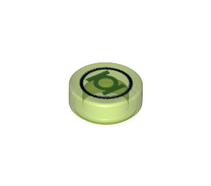 LEGO Tile 1 x 1 Round with Bright Green Lantern Logo Pattern (35380)