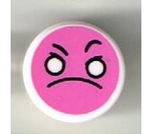 LEGO Tile 1 x 1 Round with Emoji, Dark Pink Angry Face (35380)