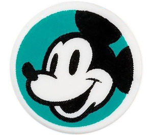 LEGO Tile 1 x 1 Round with Mickey Mouse Dark Turquoise (35380)