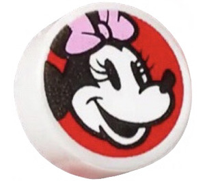 LEGO Tile 1 x 1 Round with Minnie Mouse Head with Bright Pink Bow (35380)