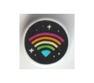 LEGO Tuile 1 x 1 Rond avec Rainbow WiFi Symbol et Stars (35380)