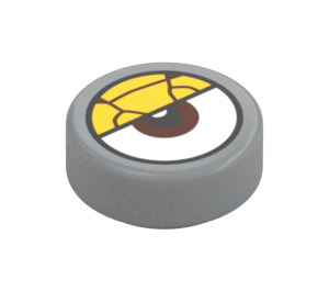 LEGO Tile 1 x 1 Round with Reddish Brown Eye Center, Yellow Eyelid with Cracks print (35380)