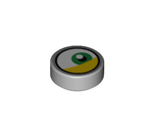 LEGO Fliese 1 x 1 Runden mit Recht Green Minion Eye mit Gelb (35380 / 69072)
