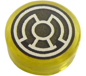 LEGO Tile 1 x 1 Round with Yellow Lantern Logo Pattern (35380)