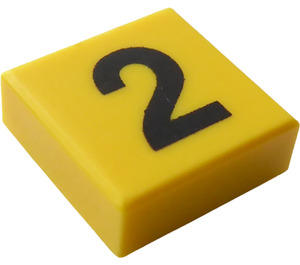 LEGO Tuile 1 x 1 avec Noir "2" avec rainure (3070 / 80402)