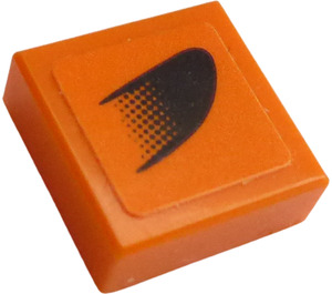 LEGO Fliese 1 x 1 mit Schwarz Symbol auf Orange Links Aufkleber mit Nut (3070)