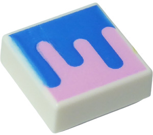 LEGO Tile 1 x 1 with Blue and Pink with Groove (3070)