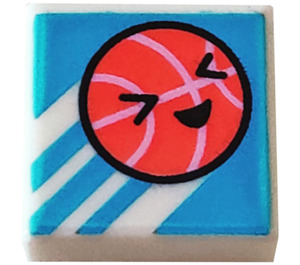LEGO Tile 1 x 1 with Coral Basketball with Face with Groove (3070)