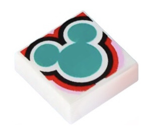 LEGO Tile 1 x 1 with Dark Turquoise Mickey Mouse Outline with Groove (3070)