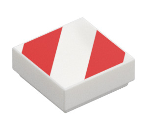 LEGO Tile 1 x 1 med Diagonal Rød Striper med Rille (3070 / 109405)