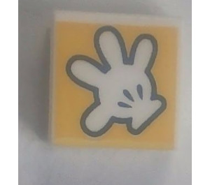 LEGO Tile 1 x 1 with Glove on Yellow with Groove (3070)