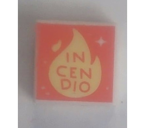 LEGO Tile 1 x 1 with 'INCENDIO' with Groove (3070)