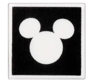 LEGO Tile 1 x 1 with Mickey Mouse Head on Black with Groove (3070)