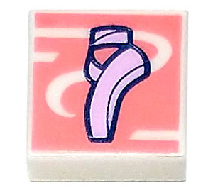 LEGO Tile 1 x 1 with Pink Ballet Slipper with Groove (3070)