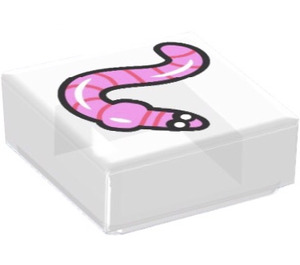 LEGO Tile 1 x 1 with Pink Worm with Groove (3070)