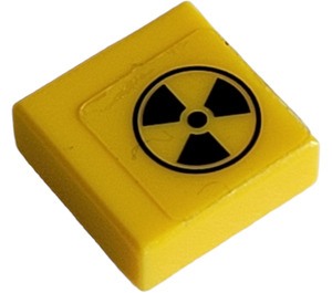 LEGO Tegel 1 x 1 met Radioactive Symbol Sticker met groef (3070)