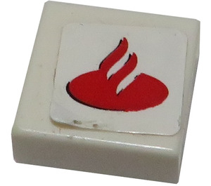 LEGO Tile 1 x 1 with Santander Logo Sticker with Groove (3070)