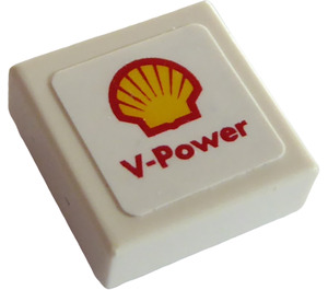 LEGO Tile 1 x 1 with Shell Logo and 'V-Power' Sticker with Groove (3070)