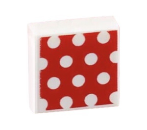 LEGO Tile 1 x 1 with white dots on a red background with Groove (3070)