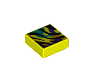 LEGO Tile 1 x 1 med Zebra Striper på Gul med Rille (3070 / 82868)