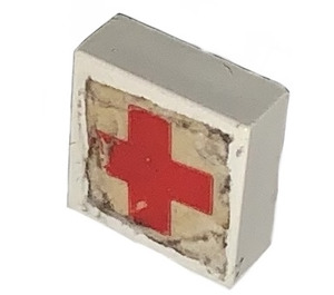 LEGO Tile 1 x 1 without Groove with Red Cross Sticker without Groove