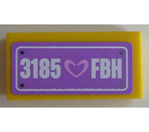 LEGO Tile 1 x 2 with "3185 FBH" Sticker with Groove (3069)