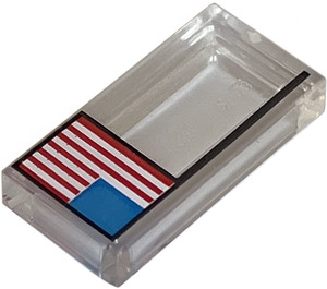 LEGO Tegel 1 x 2 met American Vlag Aan Pole met groef (34957 / 78189)