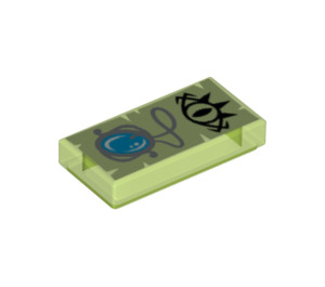 LEGO Fliese 1 x 2 mit Amulet und Goblin Eye Emblem mit Nut (3069 / 31830)